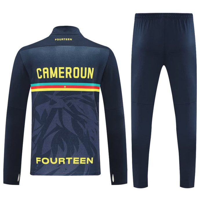 2025-26 Cameroon Royal blue Half Pull Tracksuit(半拉链）