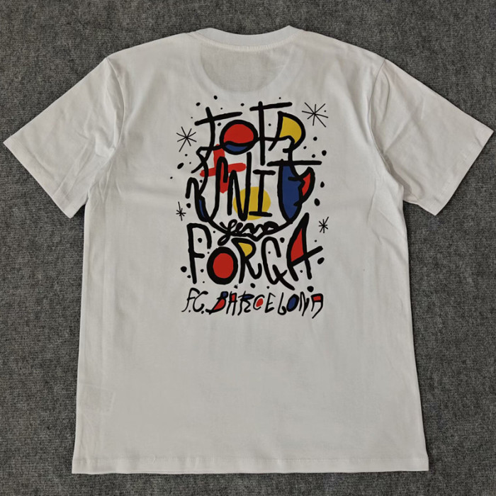 25-26 BAR White High Quality Casual T-shirt #圆领涂鸦