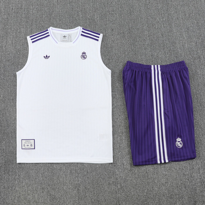 2025-26 RMA White Tank top and shorts suit