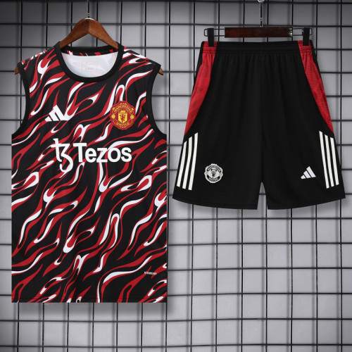 25-26 Man Utd Black red Tank top and shorts suit