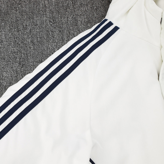 24-25 Ajax White Hooded Windbreaker Fabric Cotton Coat #G188