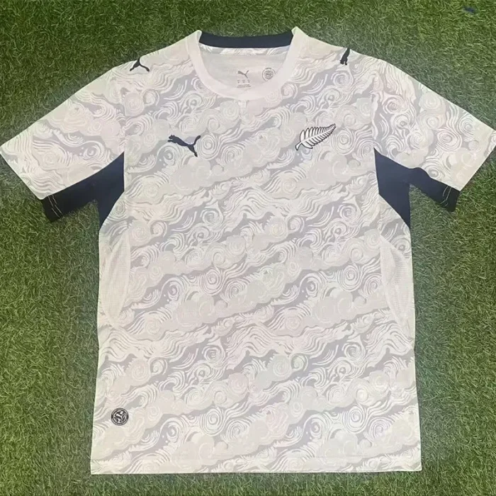 26-27 New Zealand White Black Fans Soccer Jersey
