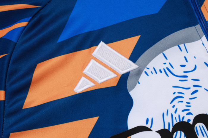 2025-26 RMA White blue Half Pull Tracksuit #B2571(半拉链）