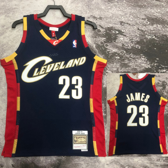 2008-09 Cleveland Cavaliers JAMES #23 Dark Blue Retro Top Quality Hot Pressing NBA Jersey