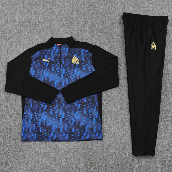 2025-26 Marseille Blue black Half Pull Tracksuit (半拉链）