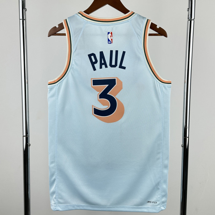 24-25 SA Spurs PAUL #3 Light blue City Edition Top Quality Hot Pressing NBA Jersey