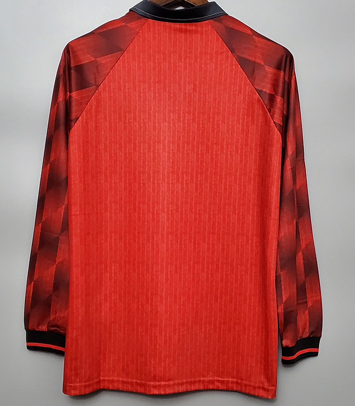 1996 Man Utd Home Long Sleeve Retro Soccer Jersey (长袖)