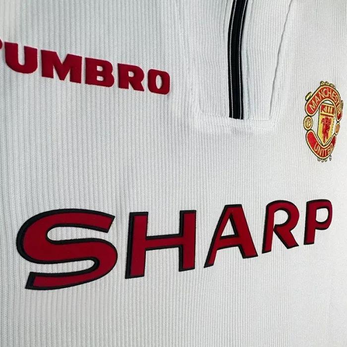 1998 Man Utd White Retro Retro Soccer Jersey