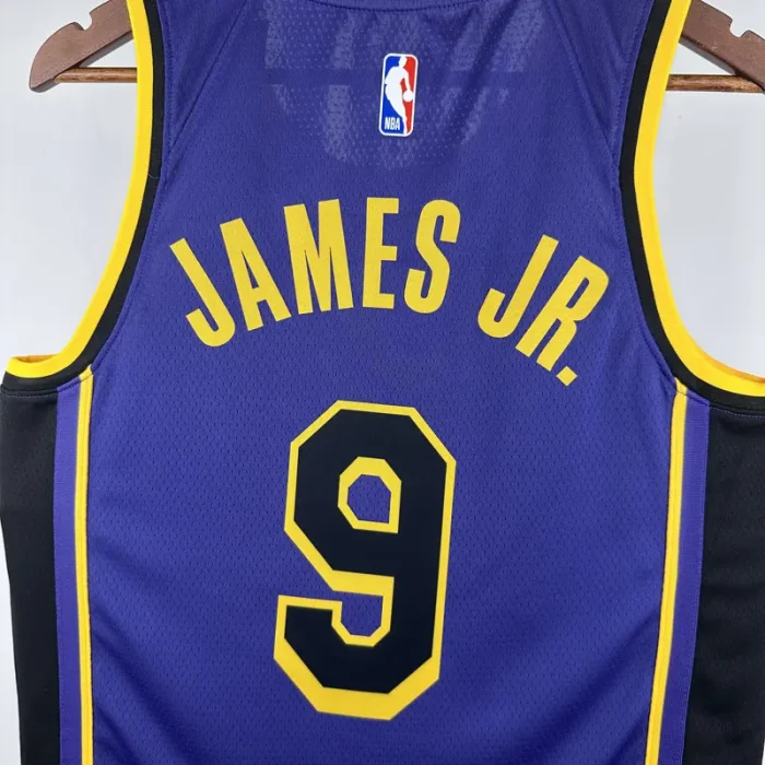 2022-23 LAKERS JAMES JR. #9 Purple Top Quality Hot Pressing NBA Jersey (Trapeze Edition) 飞人版