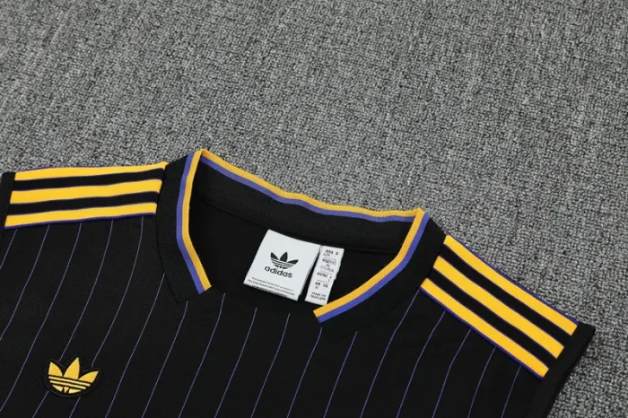 25-26 Man Utd Black Tank top and shorts suit #条纹