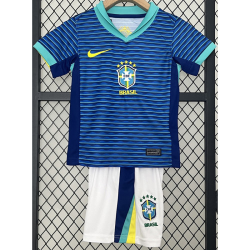 24-25 Brazil Away Kids Soccer Jersey