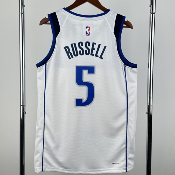 2022-23 Dallas Mavericks RUSSELL #5 White TopQuality Hot Pressing NBA Jersey(V领