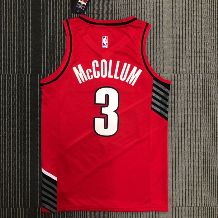Trail Blazers McCOLLUM #３Red Trapeze Edition Top Quality Hot Pressing NBA Jersey