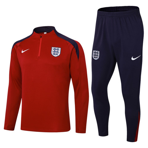 24-25 England Jujube Red Half Pull Tracksuit (半拉链)
