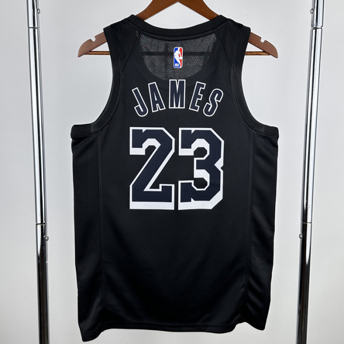 LAKERS JAMES #23 Black Top Quality Hot Pressing NBA Jersey (荣耀版)