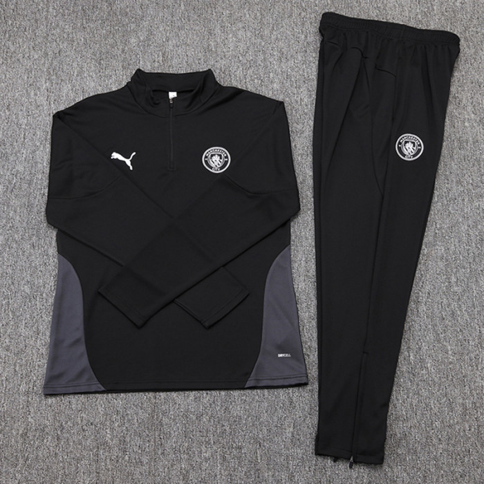 2025-26 Man City Black Half Pull Tracksuit (半拉链）