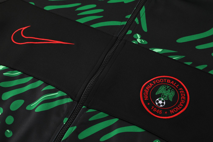 24-25 Nigeria Black Green Jacket Tracksuit #01