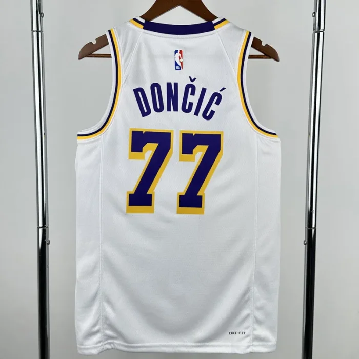 2022-23 Lakers DONCIC #77 White Top Quality Hot Pressing NBA Jersey(圆领)