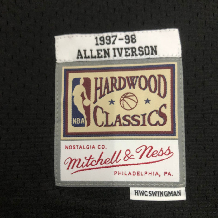 1998 76ERS IVERSON #3 Black Retro Top Quality Hot Pressing NBA Jersey
