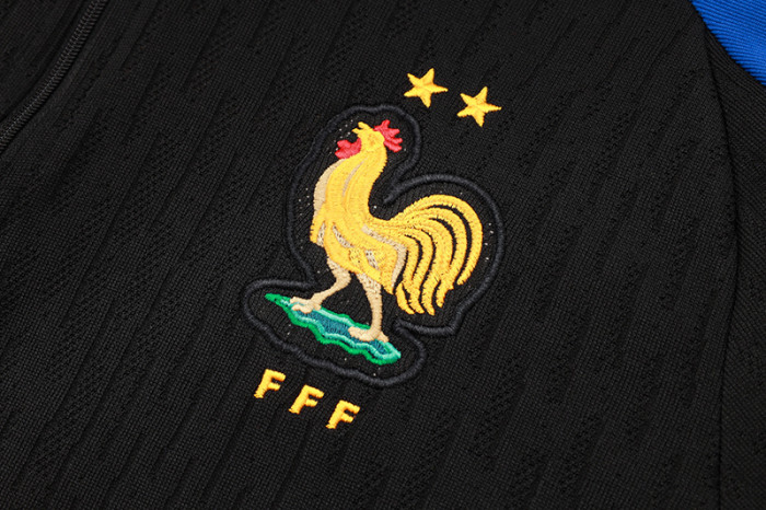 24-25 France Black Kids Half Pull Tracksuit (童装)(半拉链)