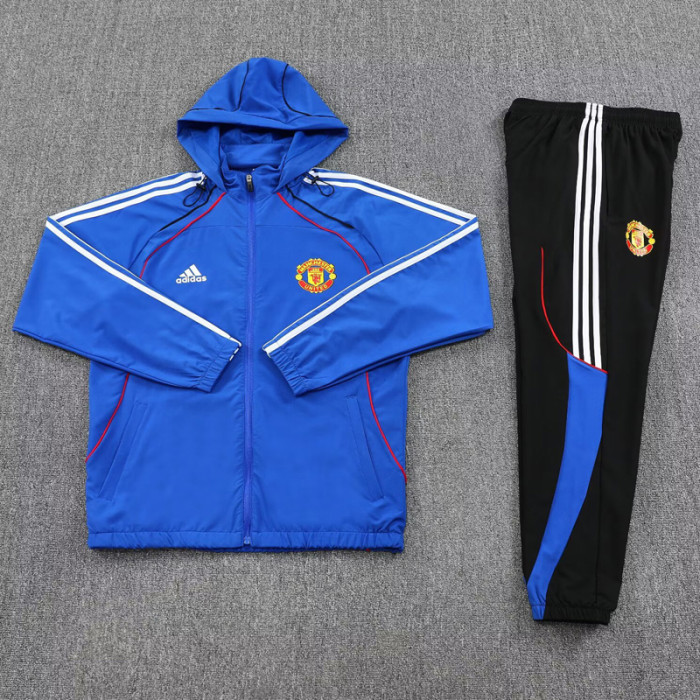 2025-26 Man Utd Fancy blue Hoodie Jacket Tracksuit