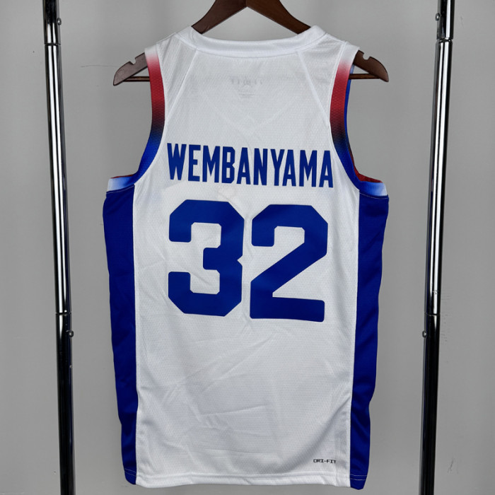 2024 Olympic Game France WEMBANYAMA # 32 White Basketball Jersey