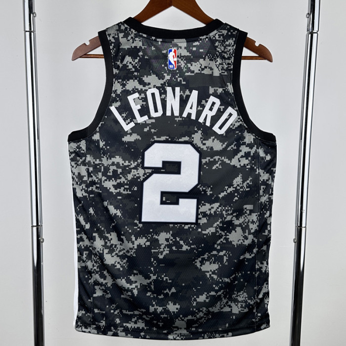 SA Spurs LEONARD #2 Camouflage color Top Quality Hot Pressing NBA Jersey