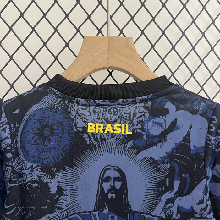 24-25 Brazil Blue Special Edition Kids Soccer Jersey *耶稣蓝色