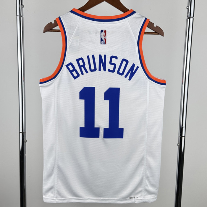 KNICKS BRUNSON #11 White 75th Anniversary Retro NBA Jersey