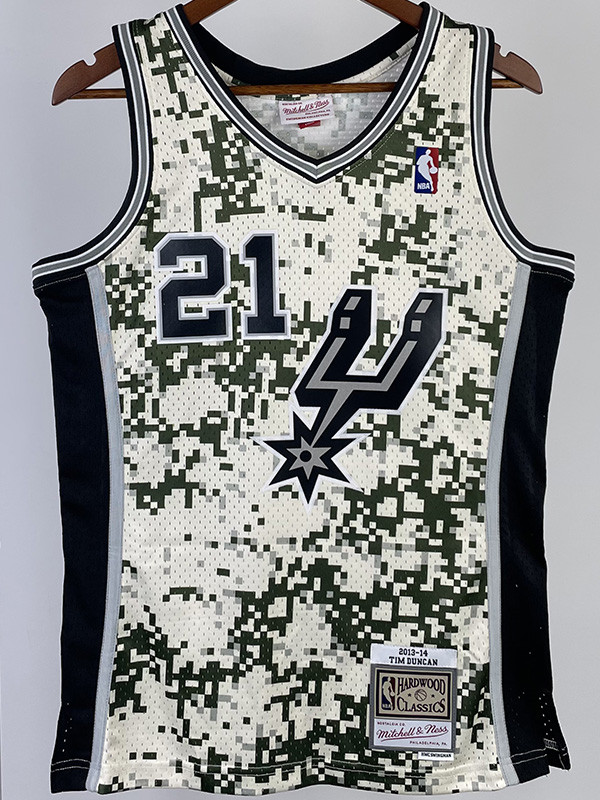 2013-14 SA Spurs DUNCAN #21 Green CamouflageTop Quality Hot Pressing NBA Jersey (迷彩）
