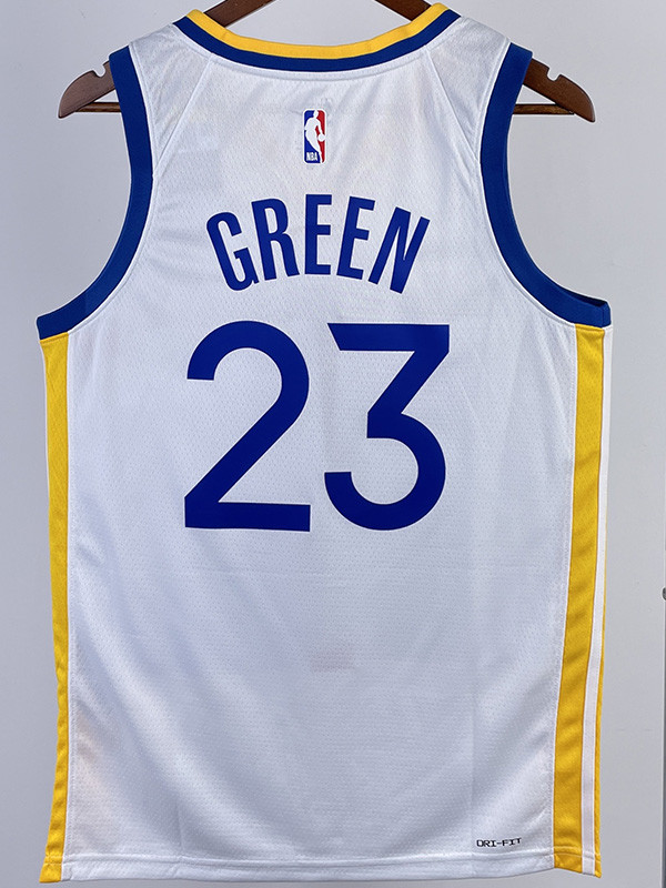 22-23 WARRIORS GREEN #23 White Top Quality Hot Pressing NBA Jersey (V领)