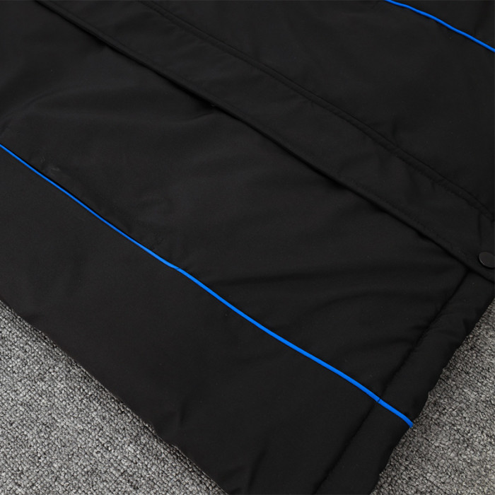 24-25 JUV Black Hooded Windbreaker Fabric Cotton Coat #G227
