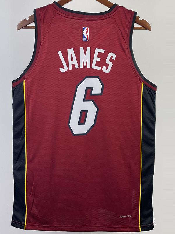 22-23 HEAT JAMES #6 Red Top Quality Hot Pressing NBA Jersey (Trapeze Edition) 飞人版