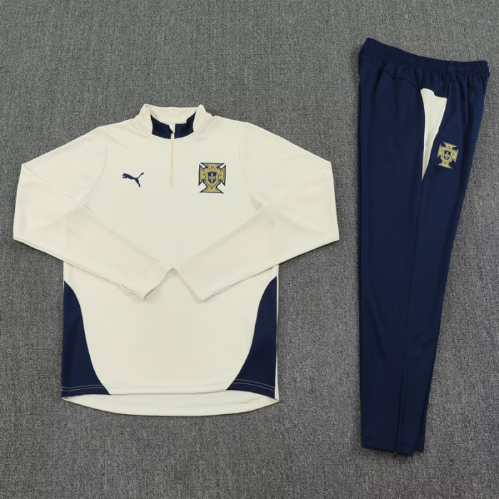 2025-26 Portugal Light yellow Half Pull Tracksuit (半拉链)