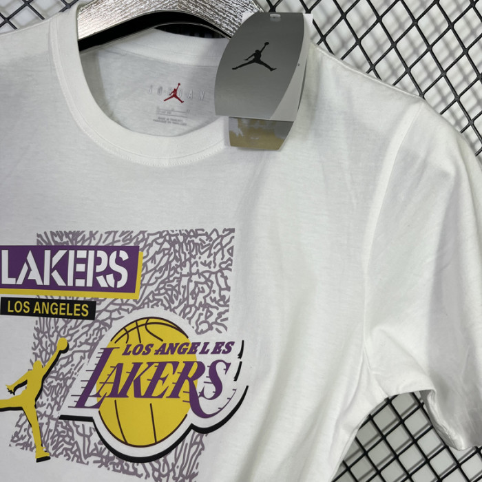 T132 Lakers Jordan White High Quality Casual T-Shirt