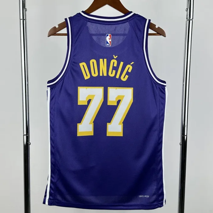 2025-26 Lakers DONCIC #77 Purple Top Quality Hot Pressing NBA Jersey (Trapeze Edition) 飞人版