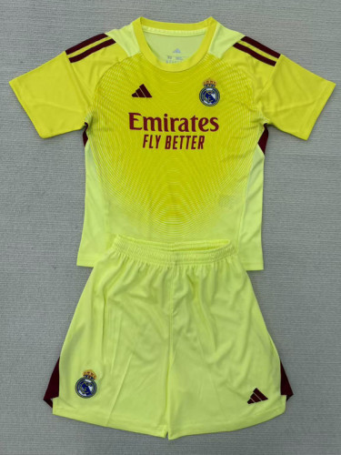 25-26 RMA Light Yellow GoalKeeper Kids Soccer Jersey
