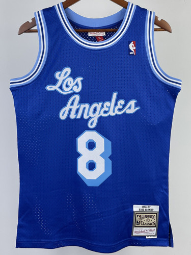 1996-97 LAKERS BRYANT #8 Blue Retro Top Quality Hot Pressing NBA Jersey(圆领）