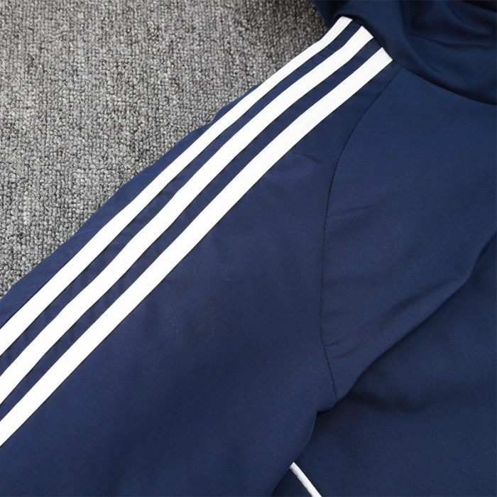 24-25 Flamengo Royal Blue Hooded Windbreaker Fabric Cotton Coat #G206