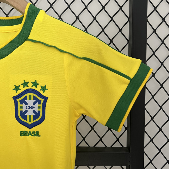 1998 Brazil Home Kids Retro Soccer Jersey