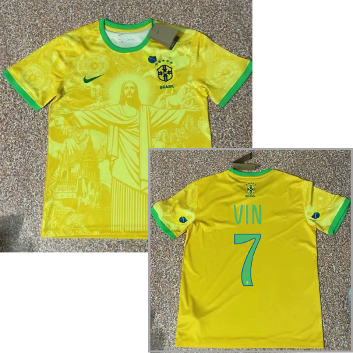 24-25 Brazil Special Edition Yellow Training Soccer Jersey 耶稣