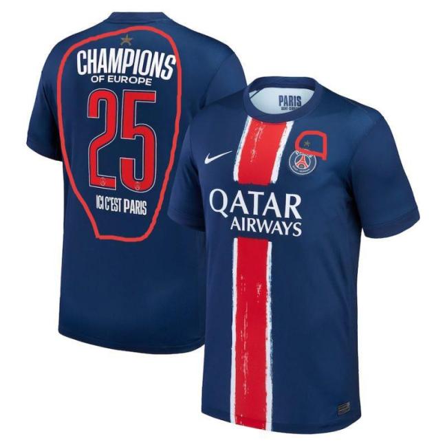 24-25 PSG Home Champions Of Europe 25 ICI C'EST Paris Fans Soccer Jersey 带星