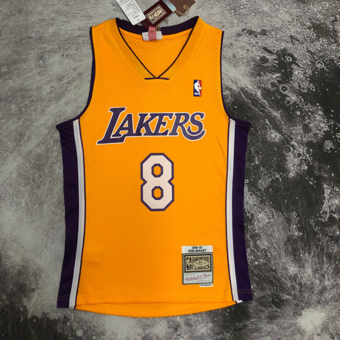 2000 LAKERS BRYANT #8 Yellow Retro Top Quality Hot Pressing NBA Jersey(V领)