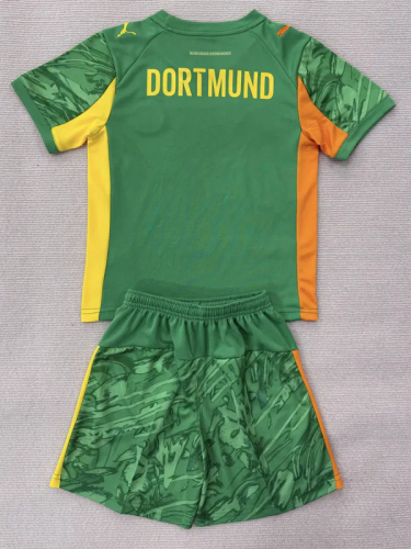 2025-26 Dortmund Green Goalkeeper Kids Soccer Jersey