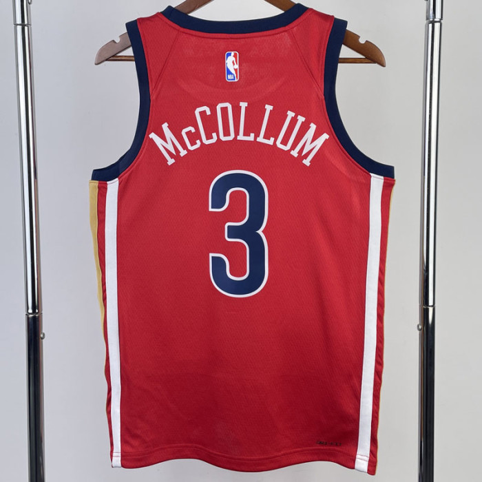 22-23 Pelicans McCOLLUM #3 Red Top Quality Hot Pressing NBA Jersey (Trapeze Edition) 飞人版