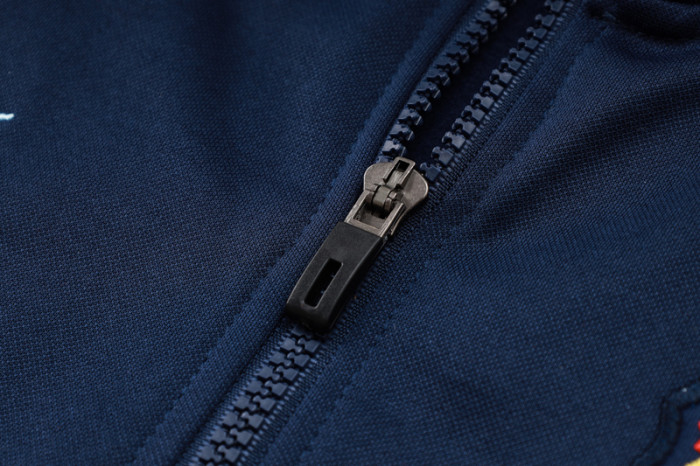 24-25 France Royal blue Hoodie Half Pull Tracksuit #F591半拉连帽