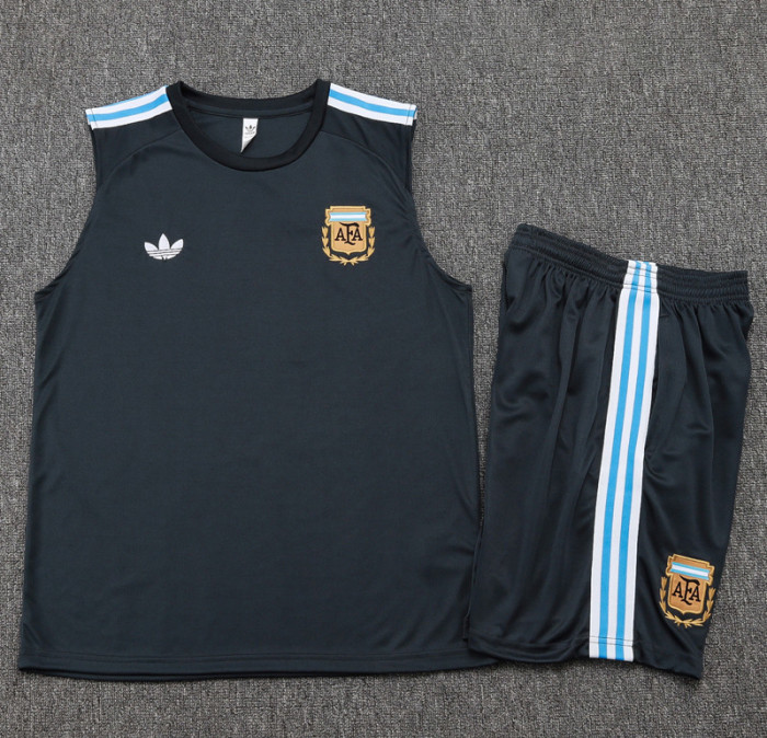 25-26 Argentina Dark gray Tank top and shorts suit#D2584