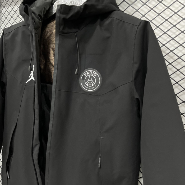 24-25 PSG Jordan Cotton Thickened warm Black Outdoor Jackets #A805加棉冲锋衣