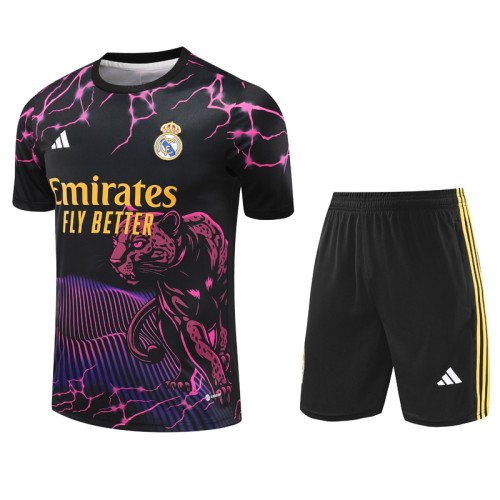 24-25 RMA Black Purple Training Short Suit #豹