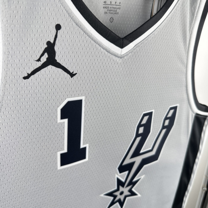 20-21 SA Spurs WEMBANYAMA #1 Grey Top Quality Hot Pressing NBA Jersey (Trapeze Edition) 飞人版